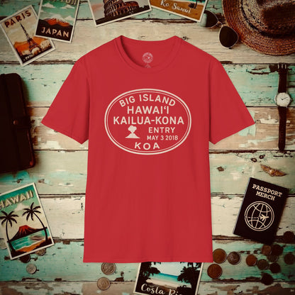 Kailua-Kona, Big Island, Hawaii - Vintage Passport Stamp T-Shirt Red / S