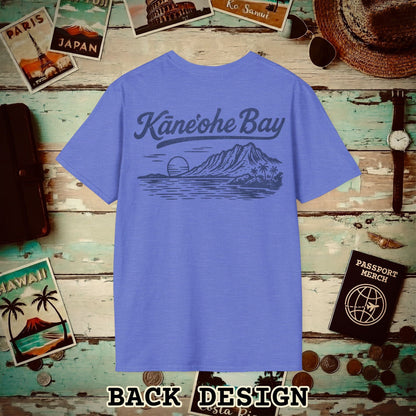 Kaneohe Bay Vintage Monochrome, Hawaii Back Print T-Shirt Heather Royal / S
