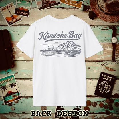 Kaneohe Bay Vintage Monochrome, Hawaii Back Print T-Shirt White / S