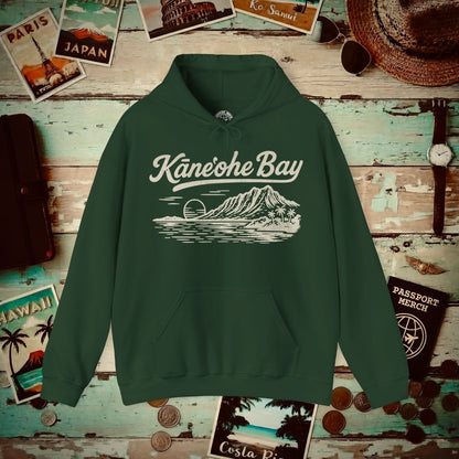 Kaneohe Bay Vintage Monochrome, Hawaii Hoodie Forest Green / S