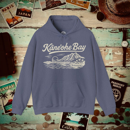 Kaneohe Bay Vintage Monochrome, Hawaii Hoodie Heather Navy / S