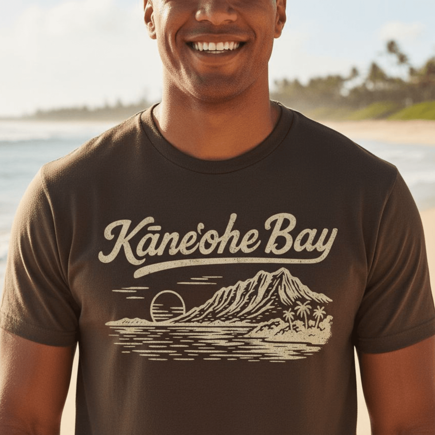 Kaneohe Bay Vintage Monochrome, Hawaii T-Shirt Dark Chocolate / S