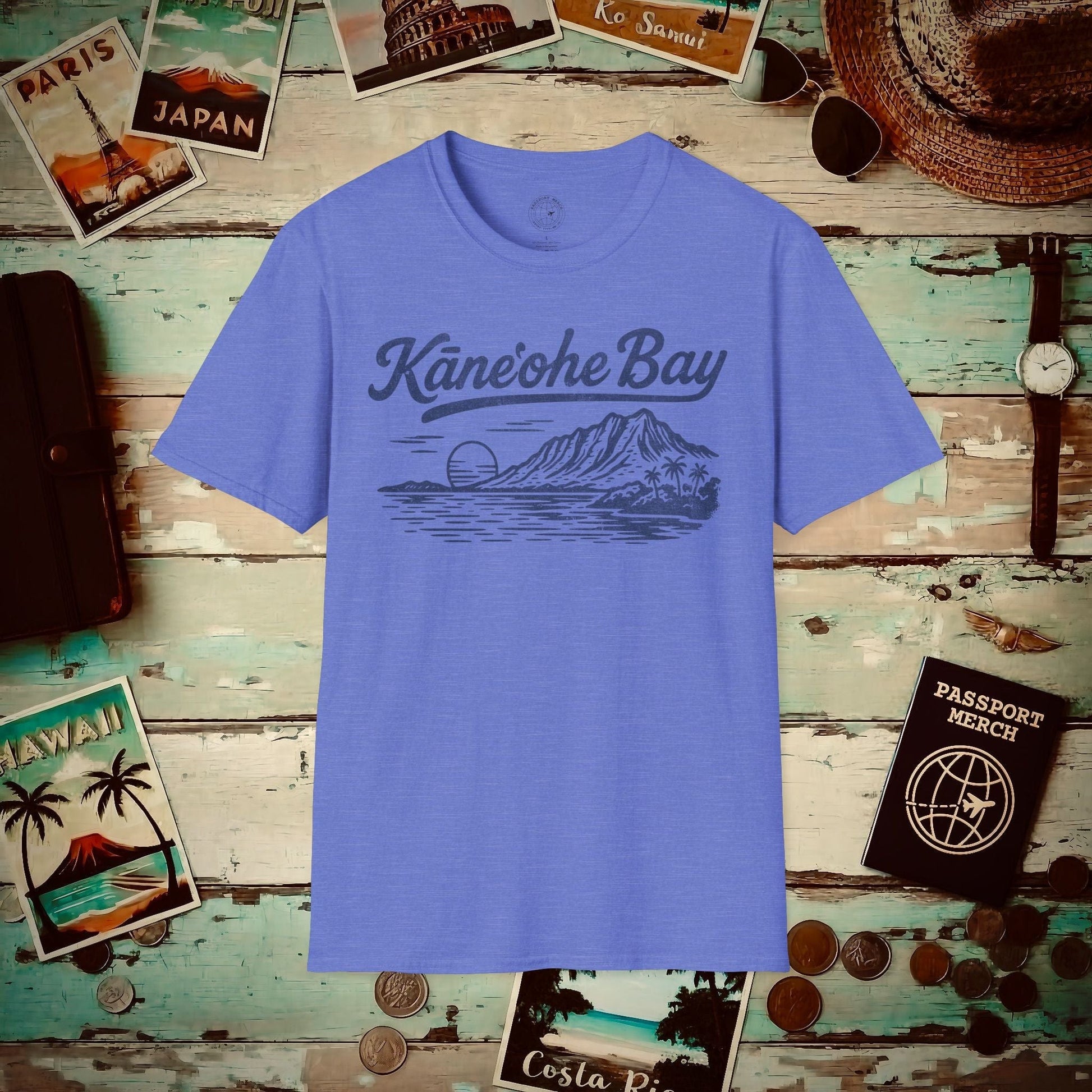 Kaneohe Bay Vintage Monochrome, Hawaii T-Shirt Heather Royal / S