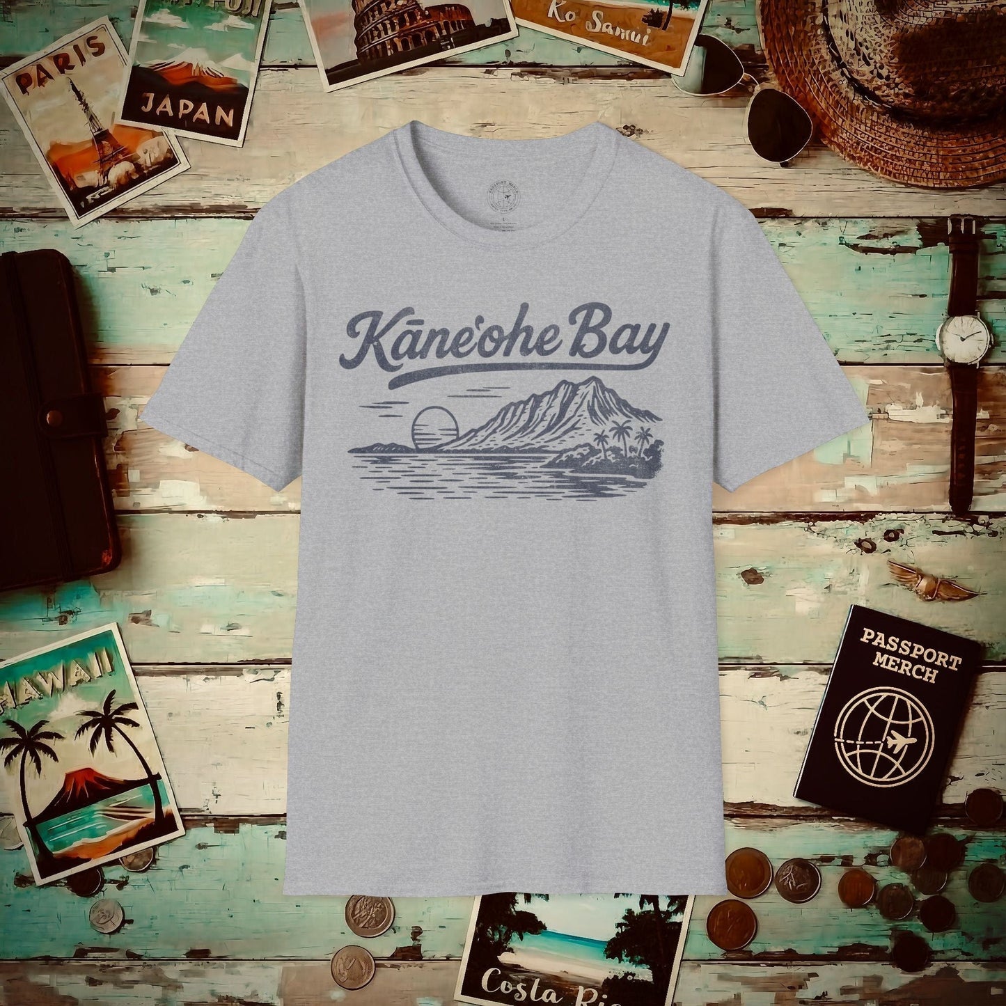 Kaneohe Bay Vintage Monochrome, Hawaii T-Shirt Sport Grey / S