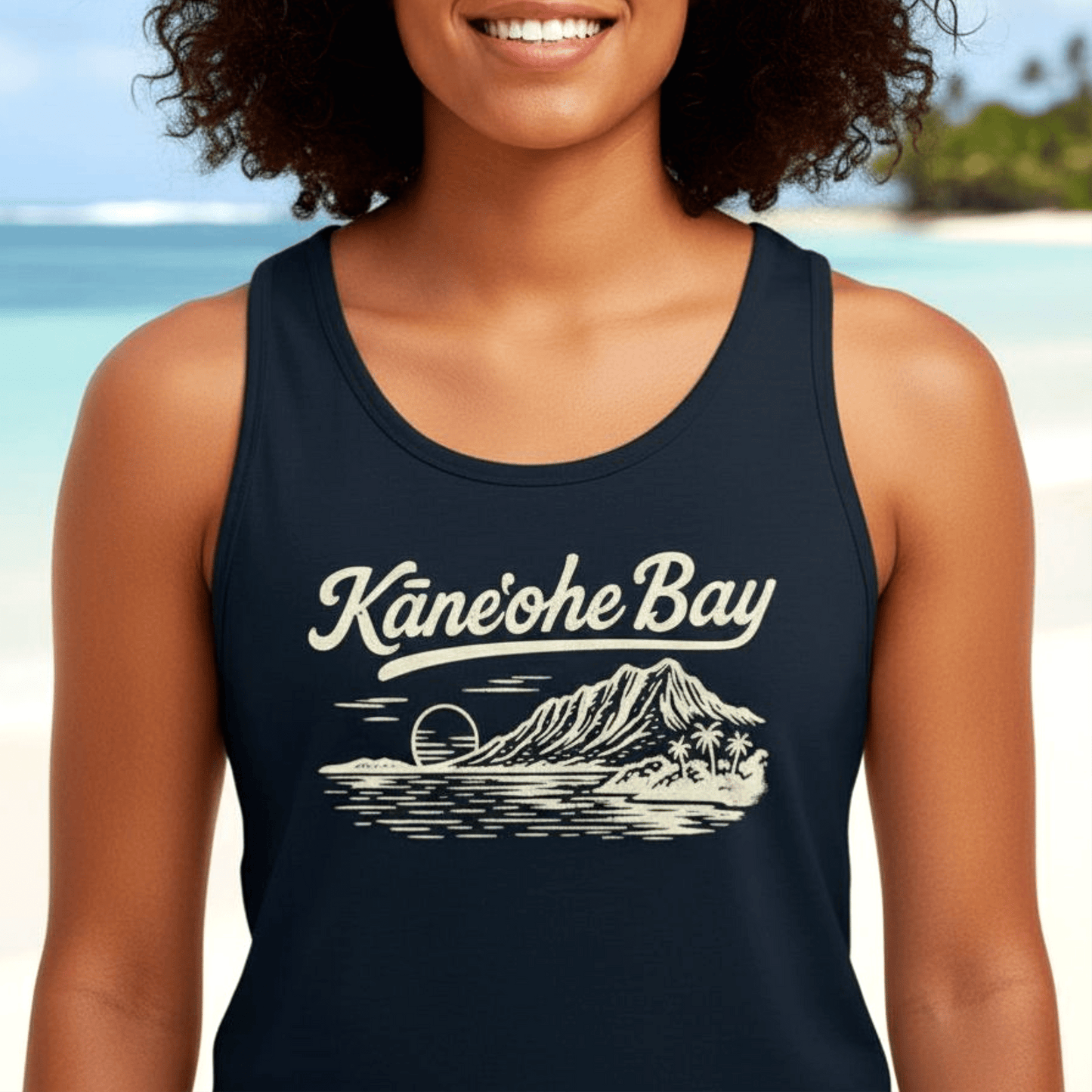 Kaneohe Bay Vintage Monochrome, Hawaii Tank Top Navy / XS