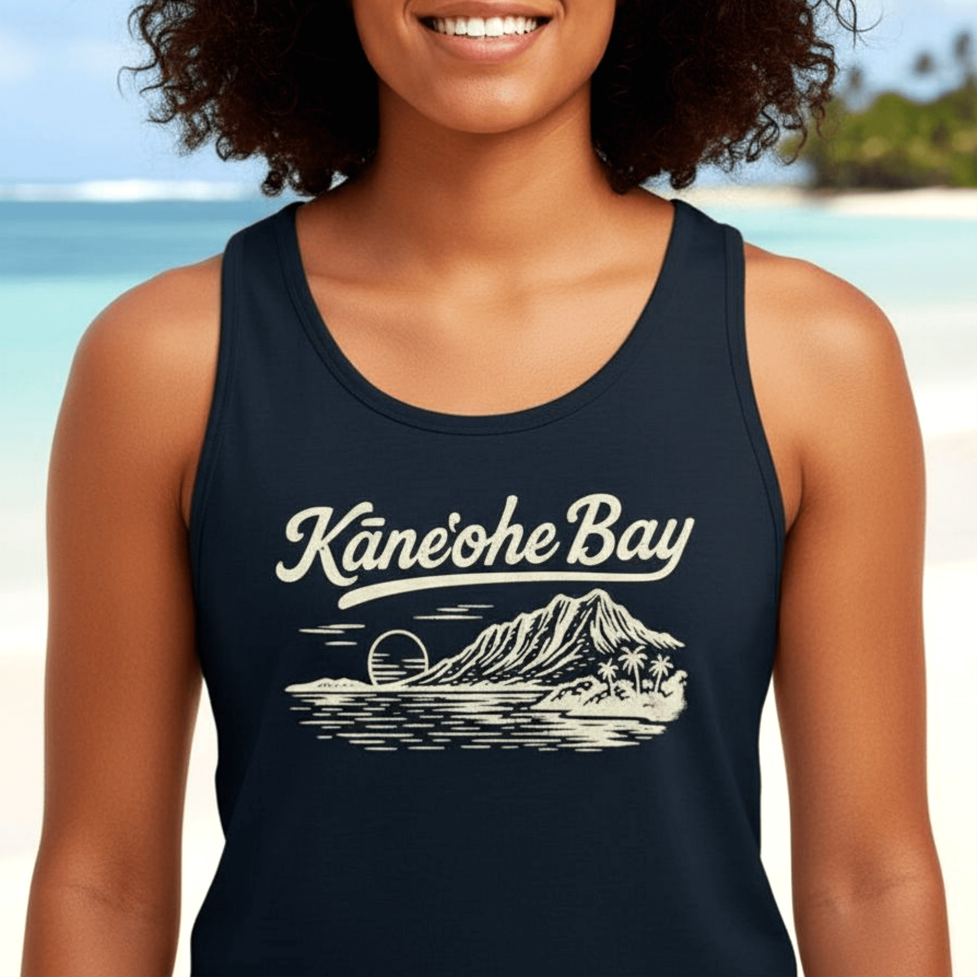 Kaneohe Bay Vintage Monochrome, Hawaii Tank Top Navy / XS