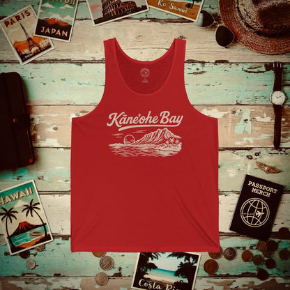 Kaneohe Bay Vintage Monochrome, Hawaii Tank Top Red / XS