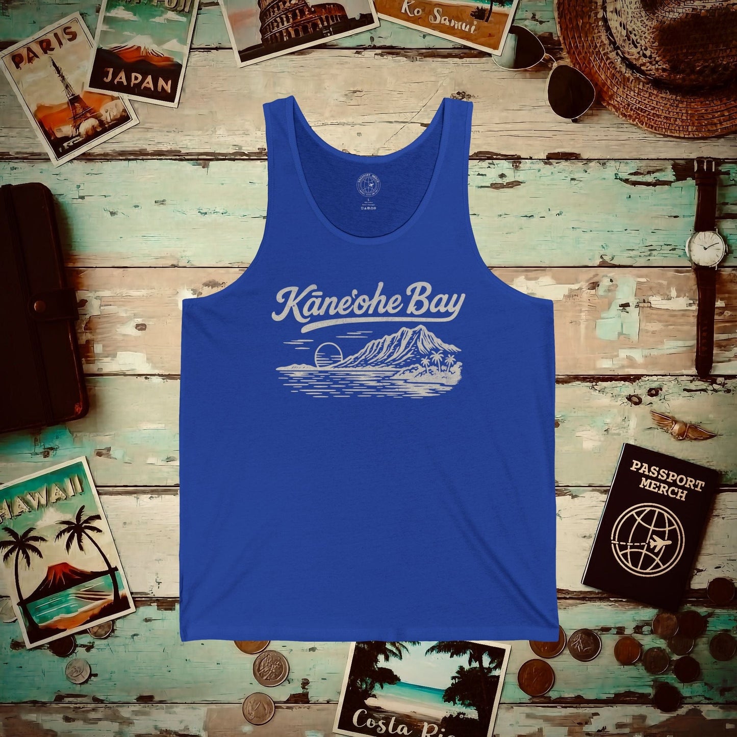 Kaneohe Bay Vintage Monochrome, Hawaii Tank Top True Royal / XS