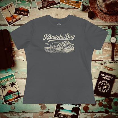 Kaneohe Bay Vintage Monochrome, Hawaii, Womens Fit T-Shirt Asphalt / S