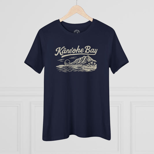 Kaneohe Bay Vintage Monochrome, Hawaii, Womens Fit T-Shirt Navy / S