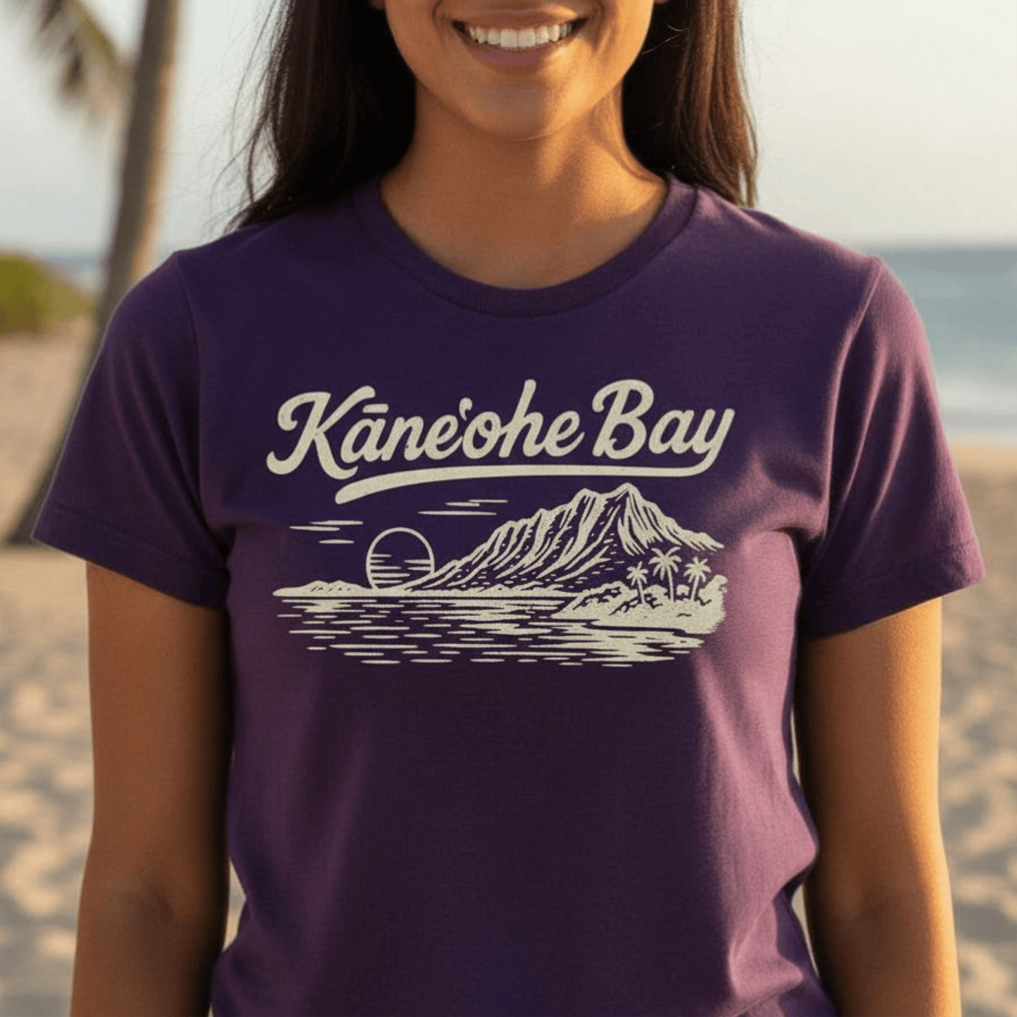 Kaneohe Bay Vintage Monochrome, Hawaii, Womens Fit T-Shirt Team Purple / S