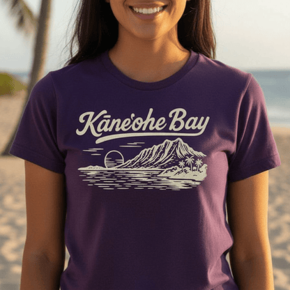 Kaneohe Bay Vintage Monochrome, Hawaii, Womens Fit T-Shirt Team Purple / S