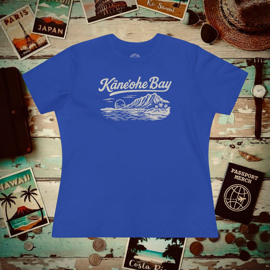 Kaneohe Bay Vintage Monochrome, Hawaii, Womens Fit T-Shirt True Royal / S