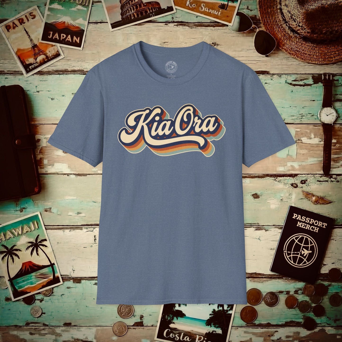 Kia Ora (Classic 70s), New Zealand T-Shirt Heather Indigo / S