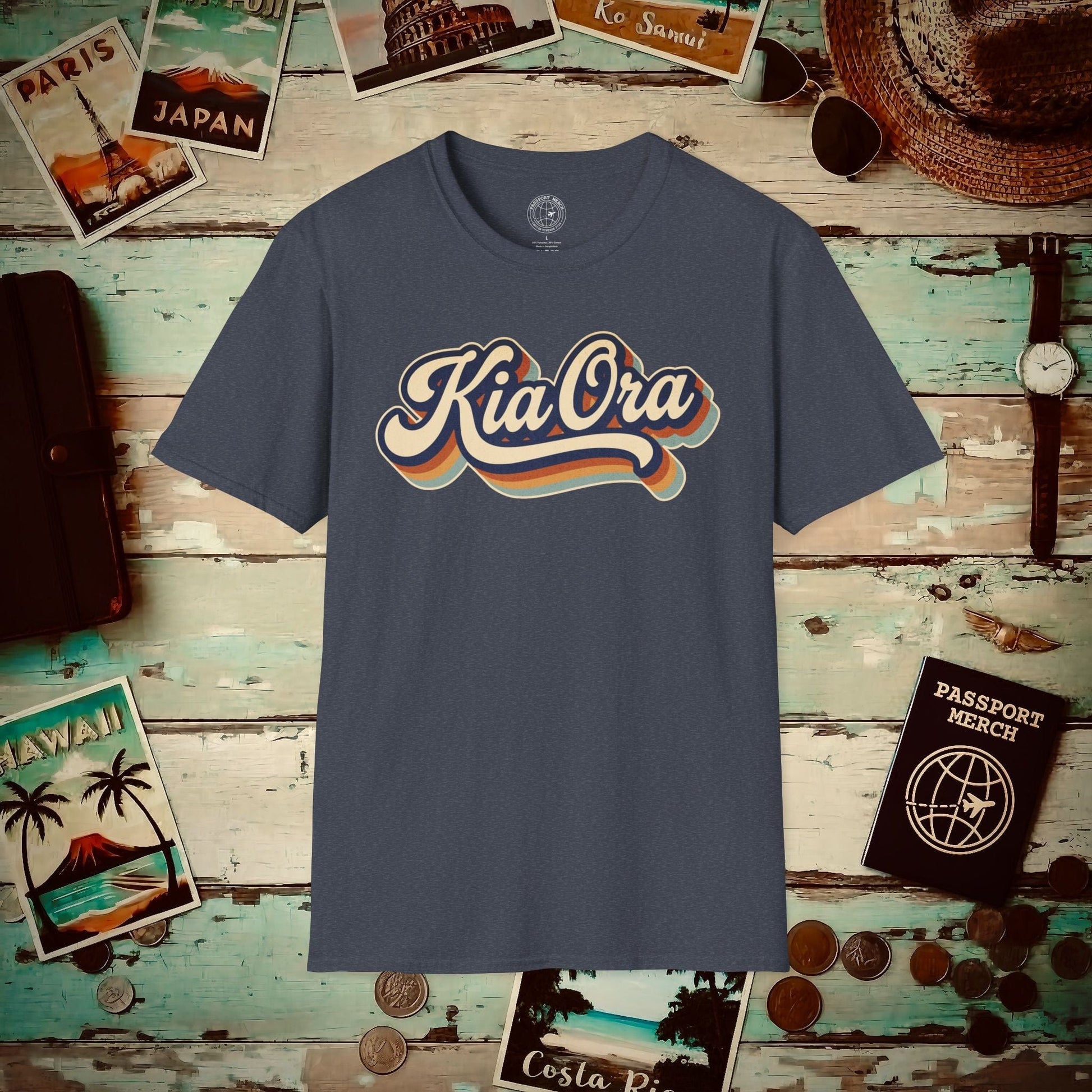 Kia Ora (Classic 70s), New Zealand T-Shirt Heather Navy / S