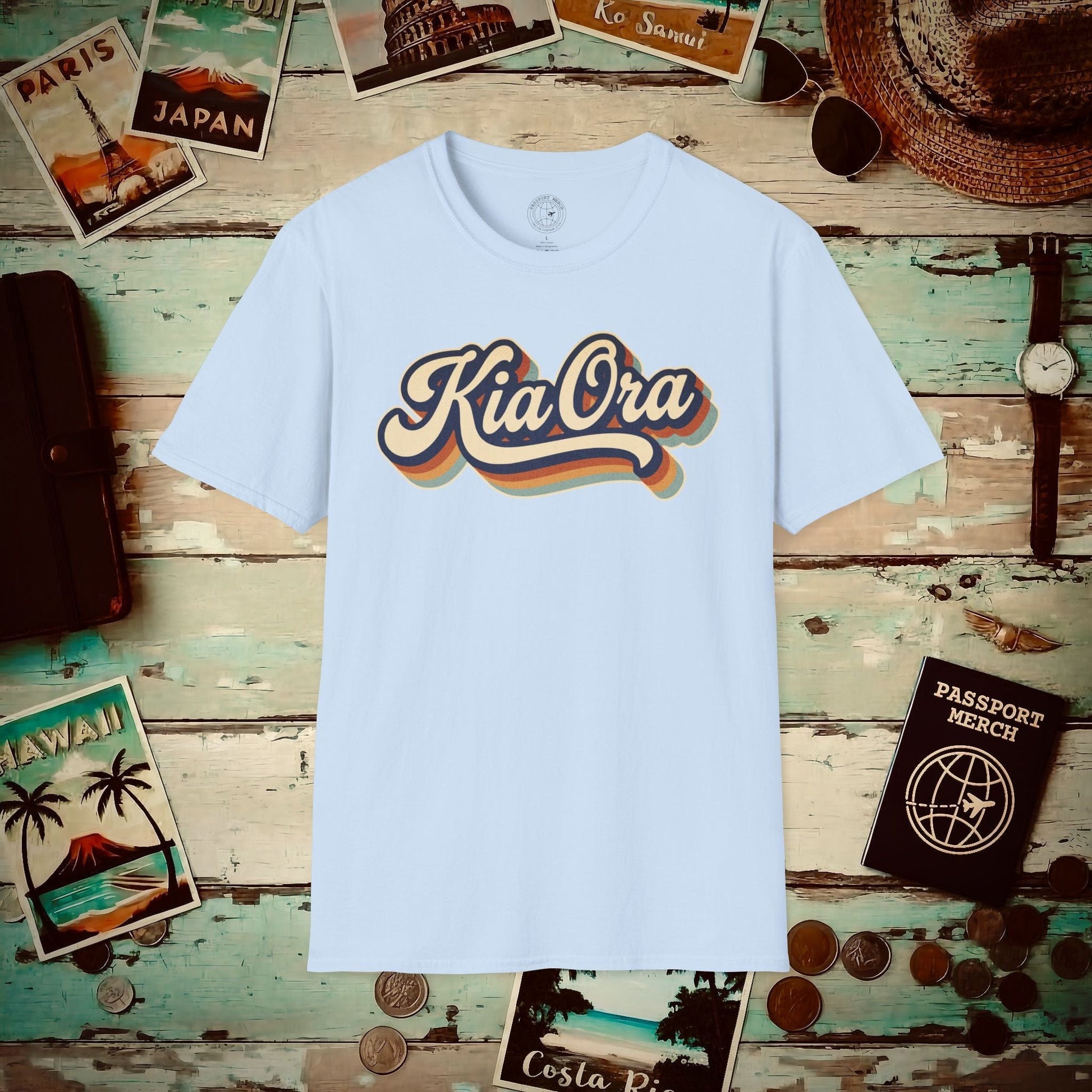 Kia Ora (Classic 70s), New Zealand T-Shirt Light Blue / S