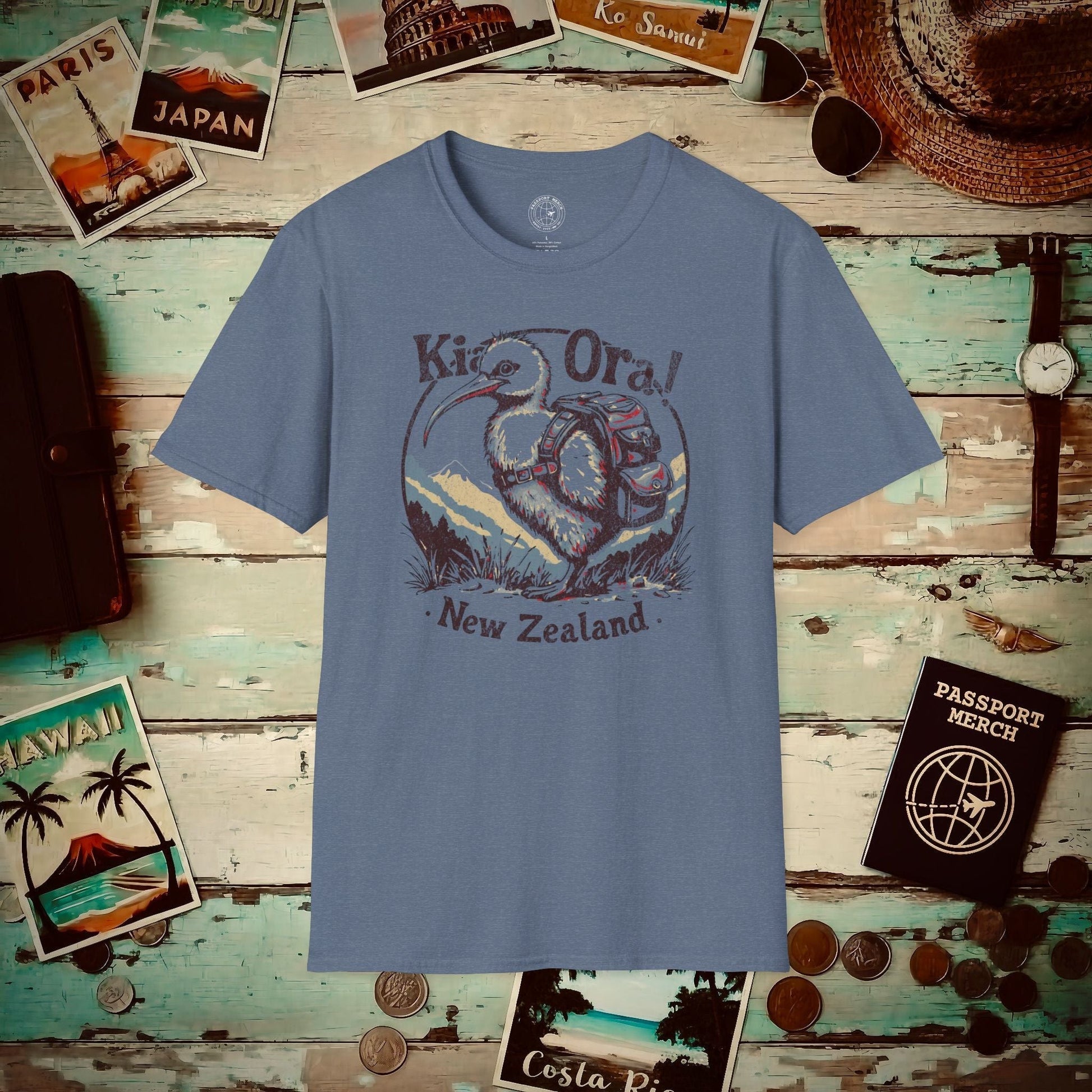 Kia Ora Kiwi, New Zealand T-Shirt Heather Indigo / S