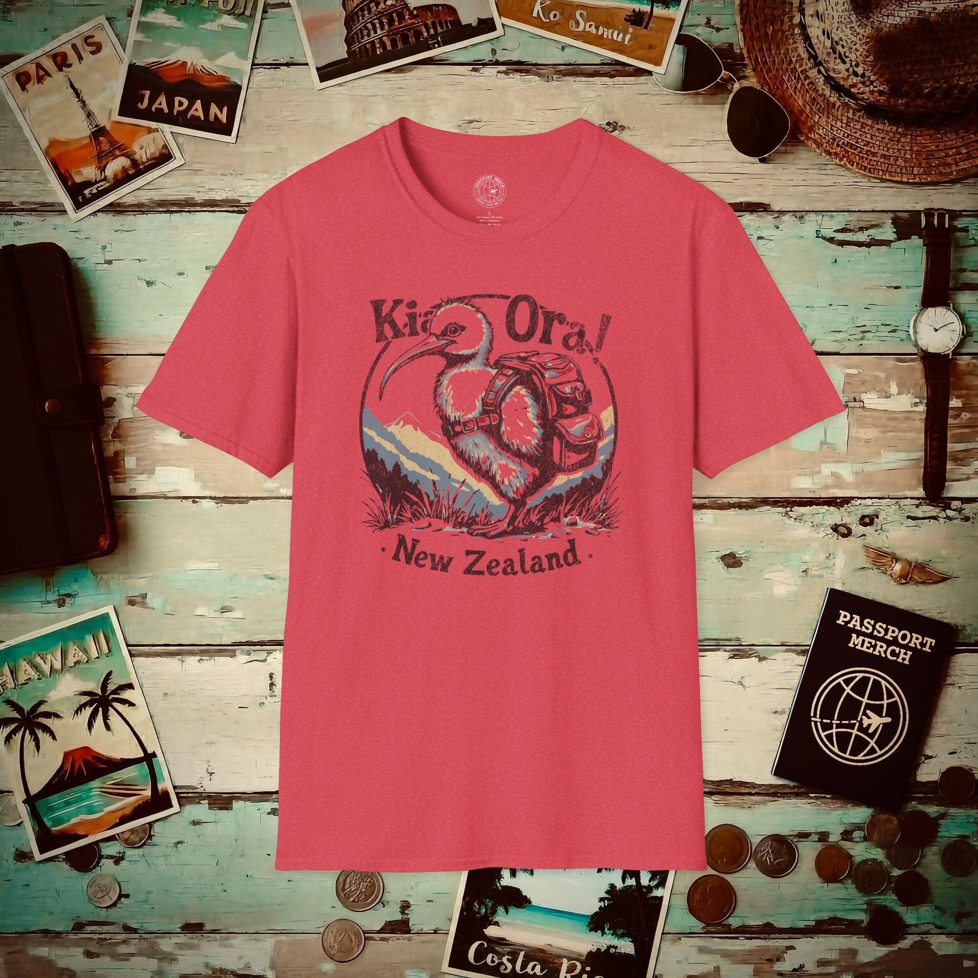 Kia Ora Kiwi, New Zealand T-Shirt Heather Red / S