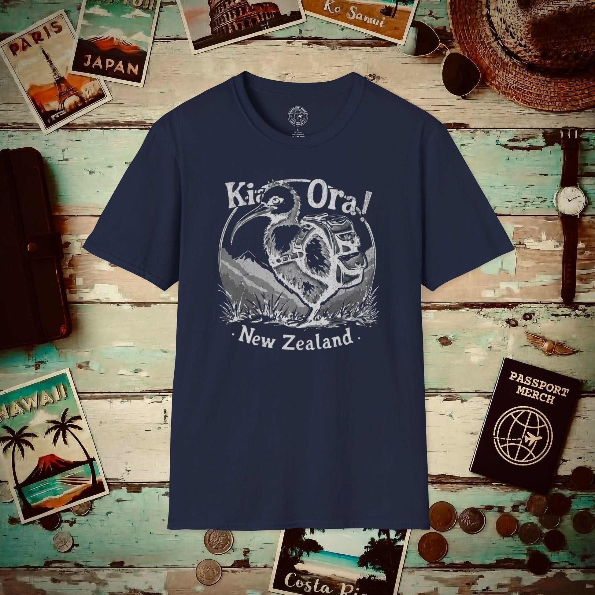 Kia Ora Kiwi, New Zealand T-Shirt Navy / S