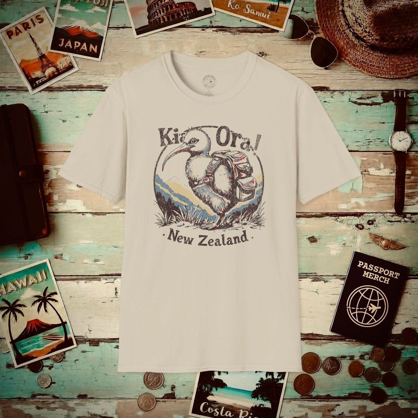 Kia Ora Kiwi, New Zealand T-Shirt Sand / S