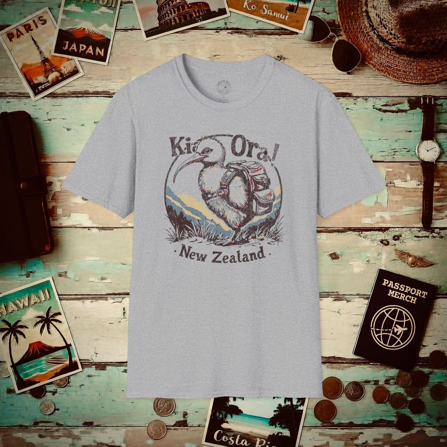 Kia Ora Kiwi, New Zealand T-Shirt Sport Grey / S