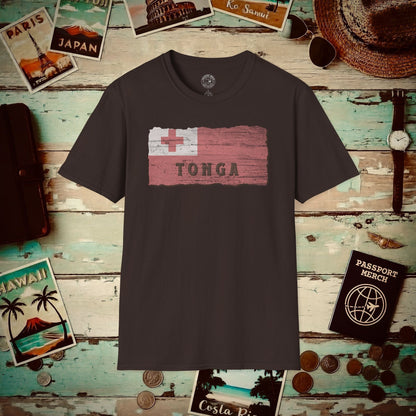 Kingdom of Tonga Woodworked Flag T-Shirt Dark Chocolate / S