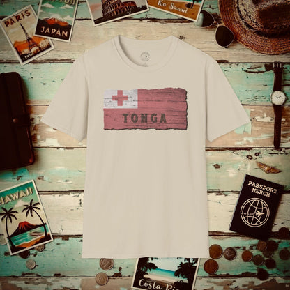 Kingdom of Tonga Woodworked Flag T-Shirt Sand / S