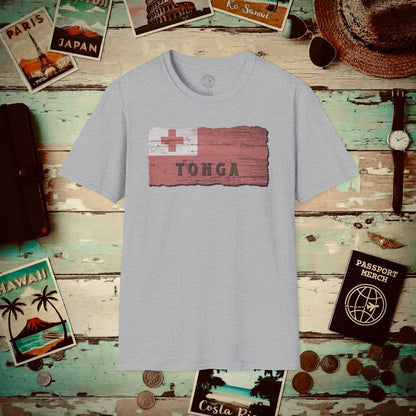 Kingdom of Tonga Woodworked Flag T-Shirt Sport Grey / S