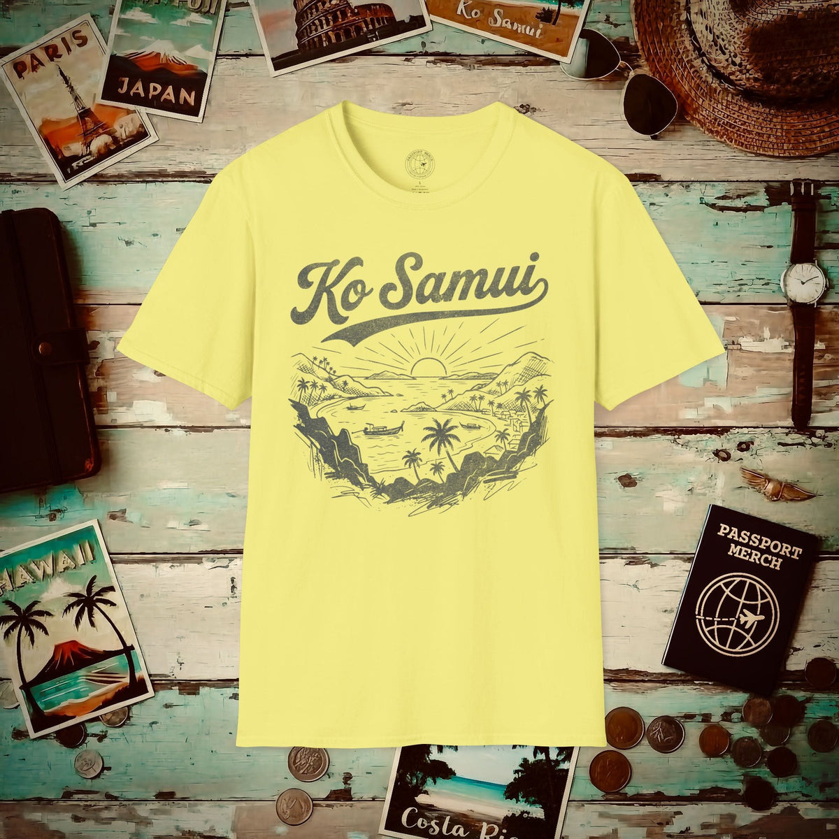 Ko Samui Vintage Monochrome, Thailand T-Shirt Cornsilk / S