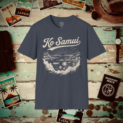 Ko Samui Vintage Monochrome, Thailand T-Shirt Heather Navy / S