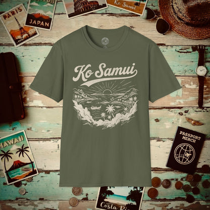 Ko Samui Vintage Monochrome, Thailand T-Shirt Military Green / S