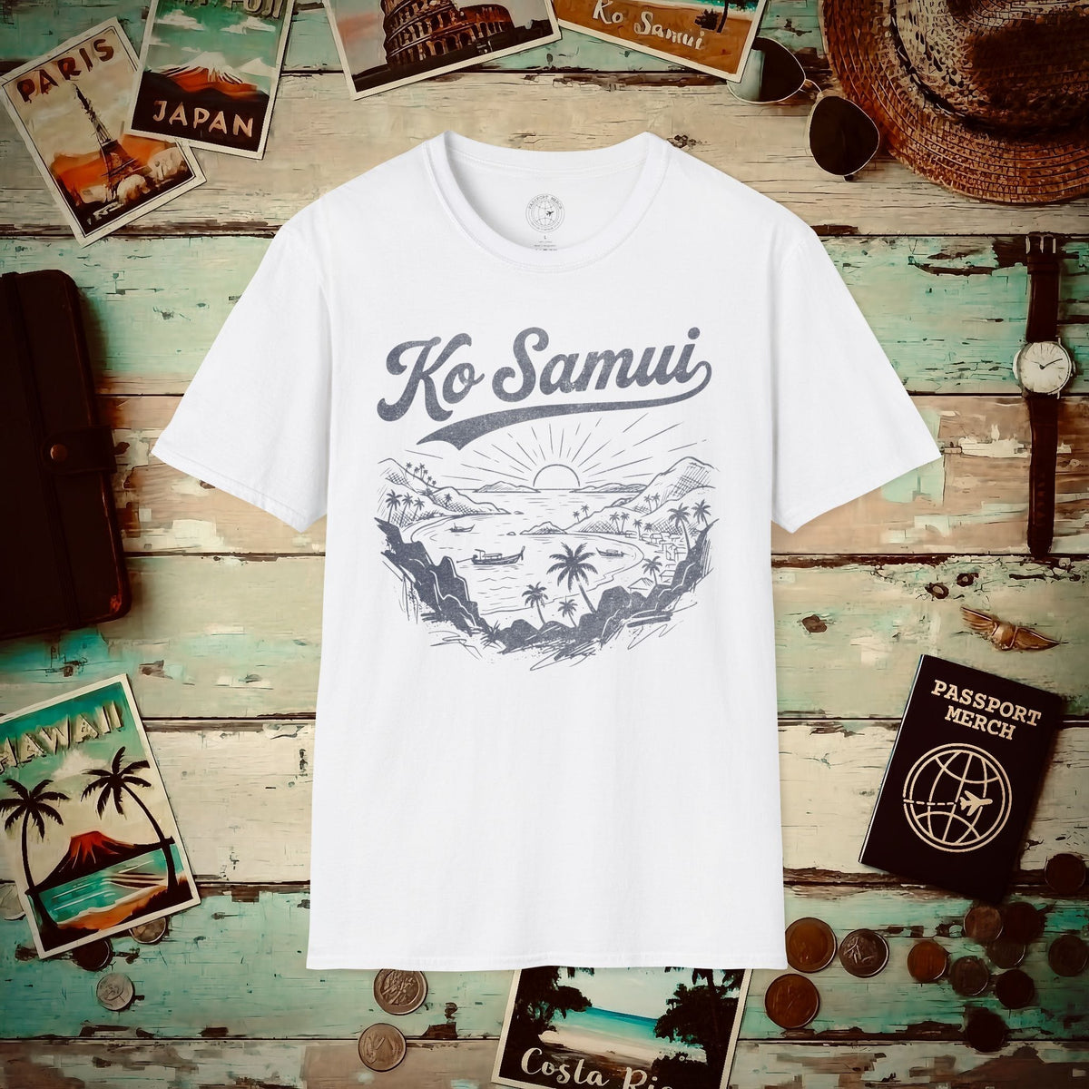 Ko Samui Vintage Monochrome, Thailand T-Shirt White / S