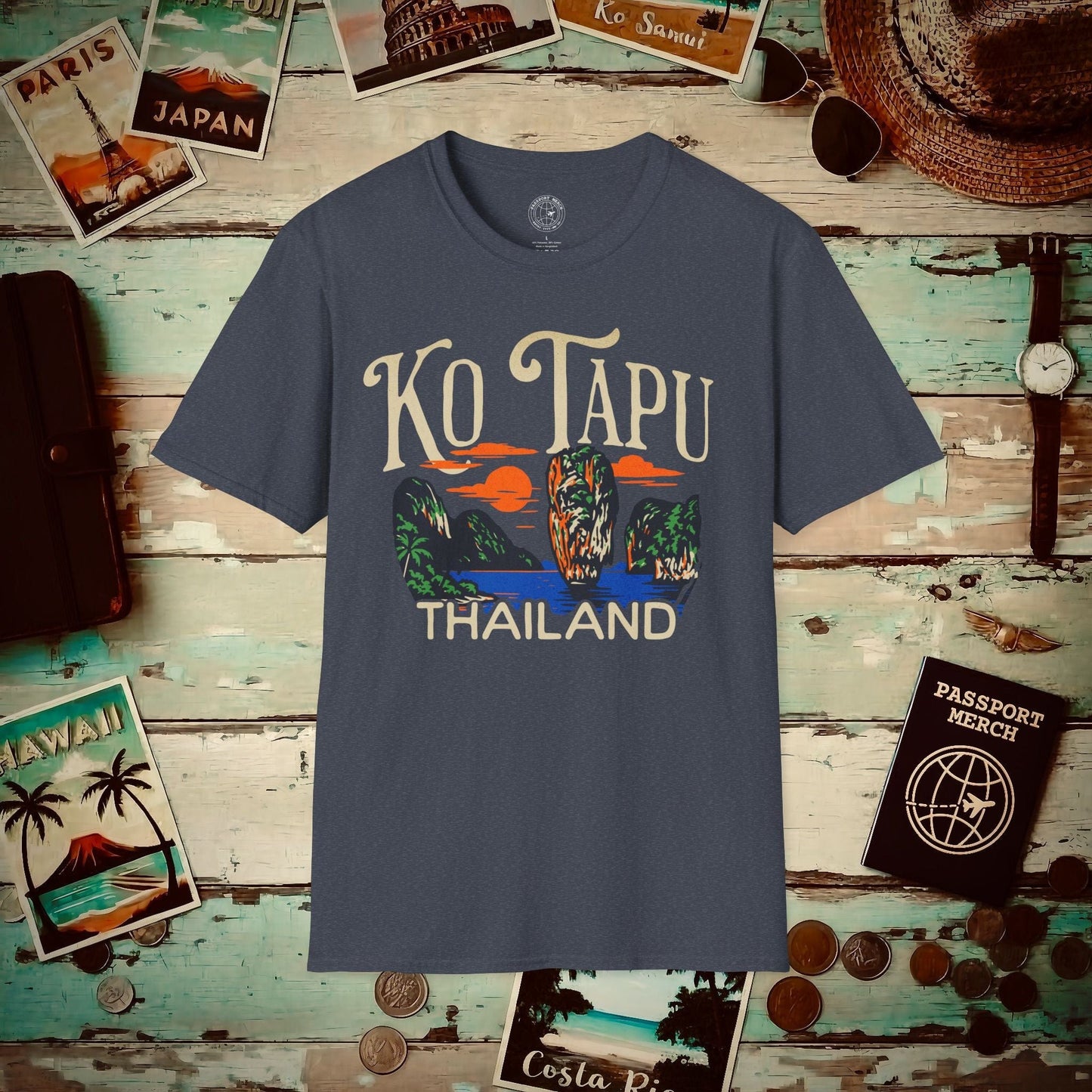 Ko Tapu, Thailand - 80's Vintage T-Shirt Heather Navy / S