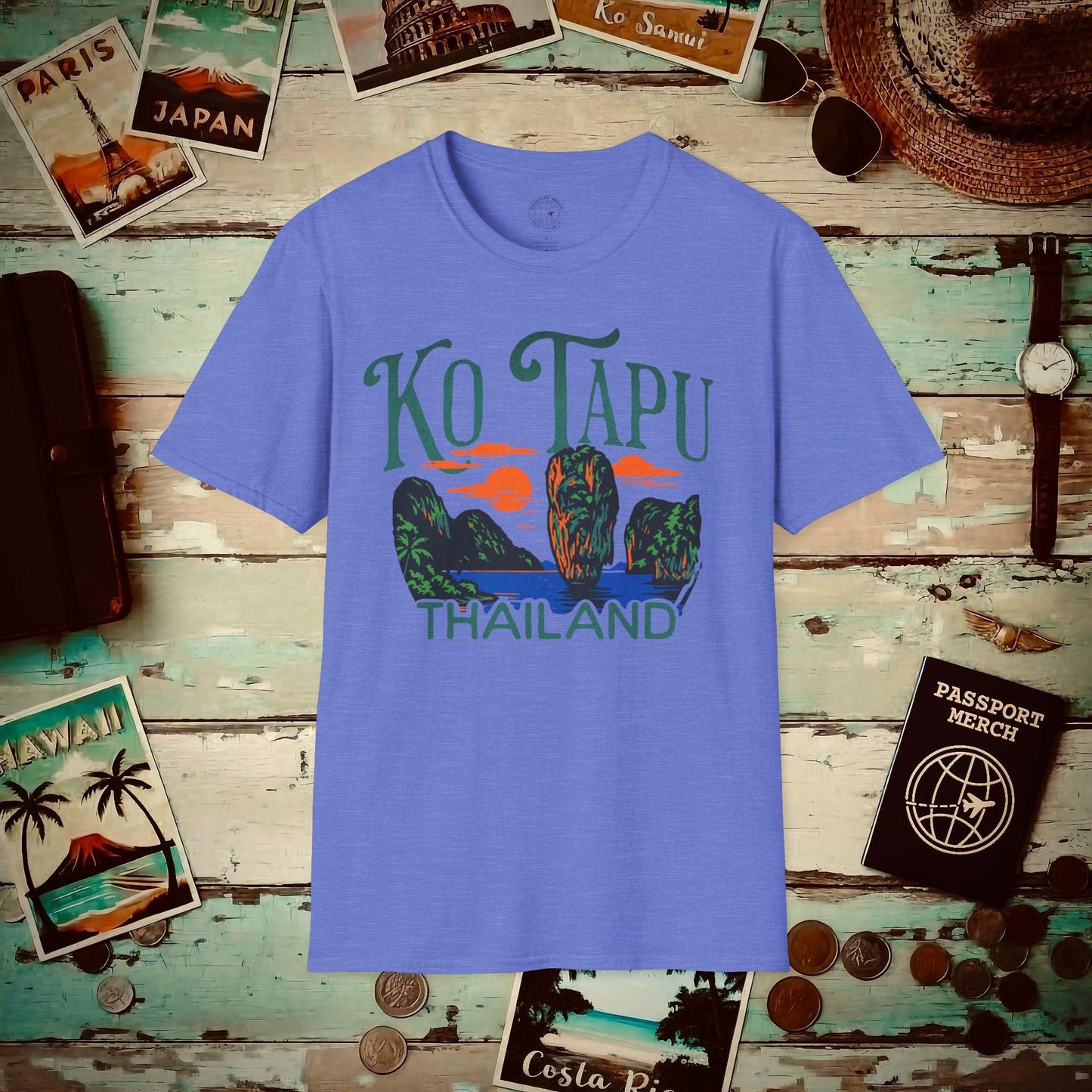 Ko Tapu, Thailand - 80's Vintage T-Shirt Heather Royal / S