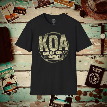 KOA, Kona, Hawaii Vintage Airport Code T-Shirt Black / S