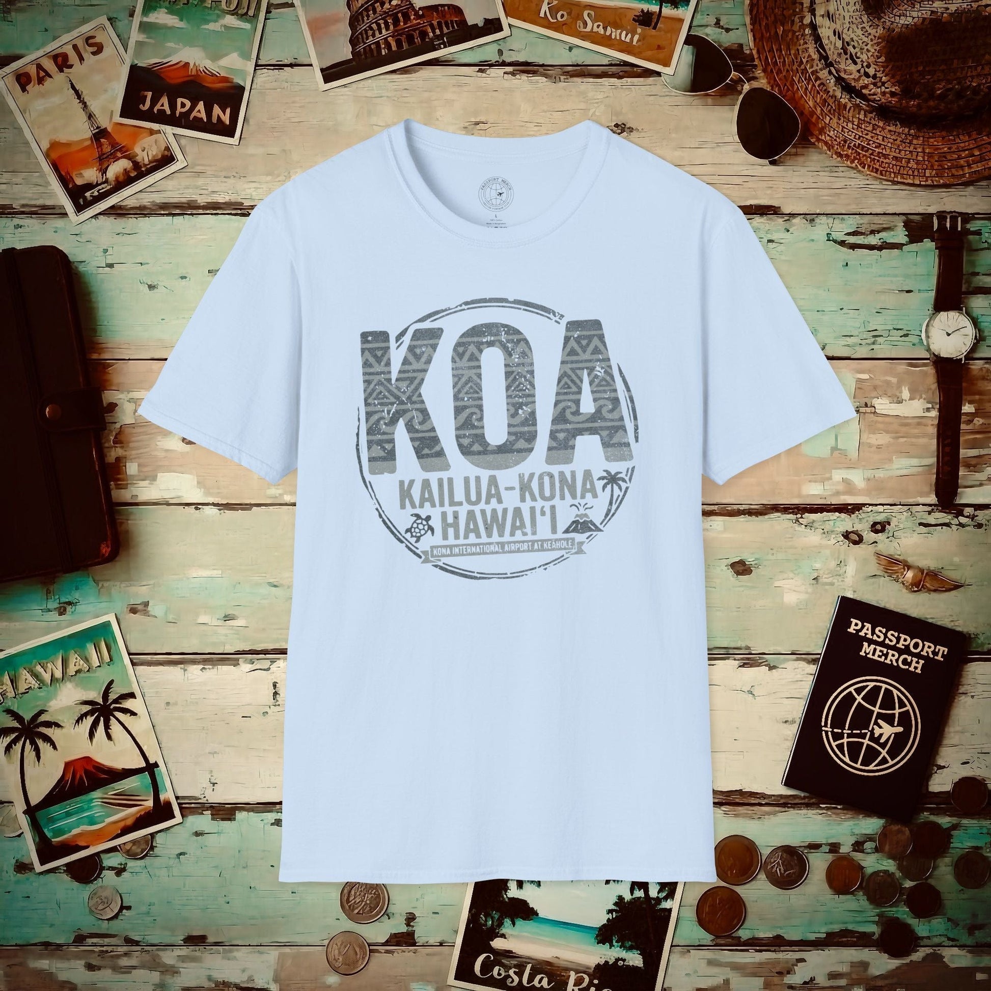 KOA, Kona, Hawaii Vintage Airport Code T-Shirt Light Blue / S