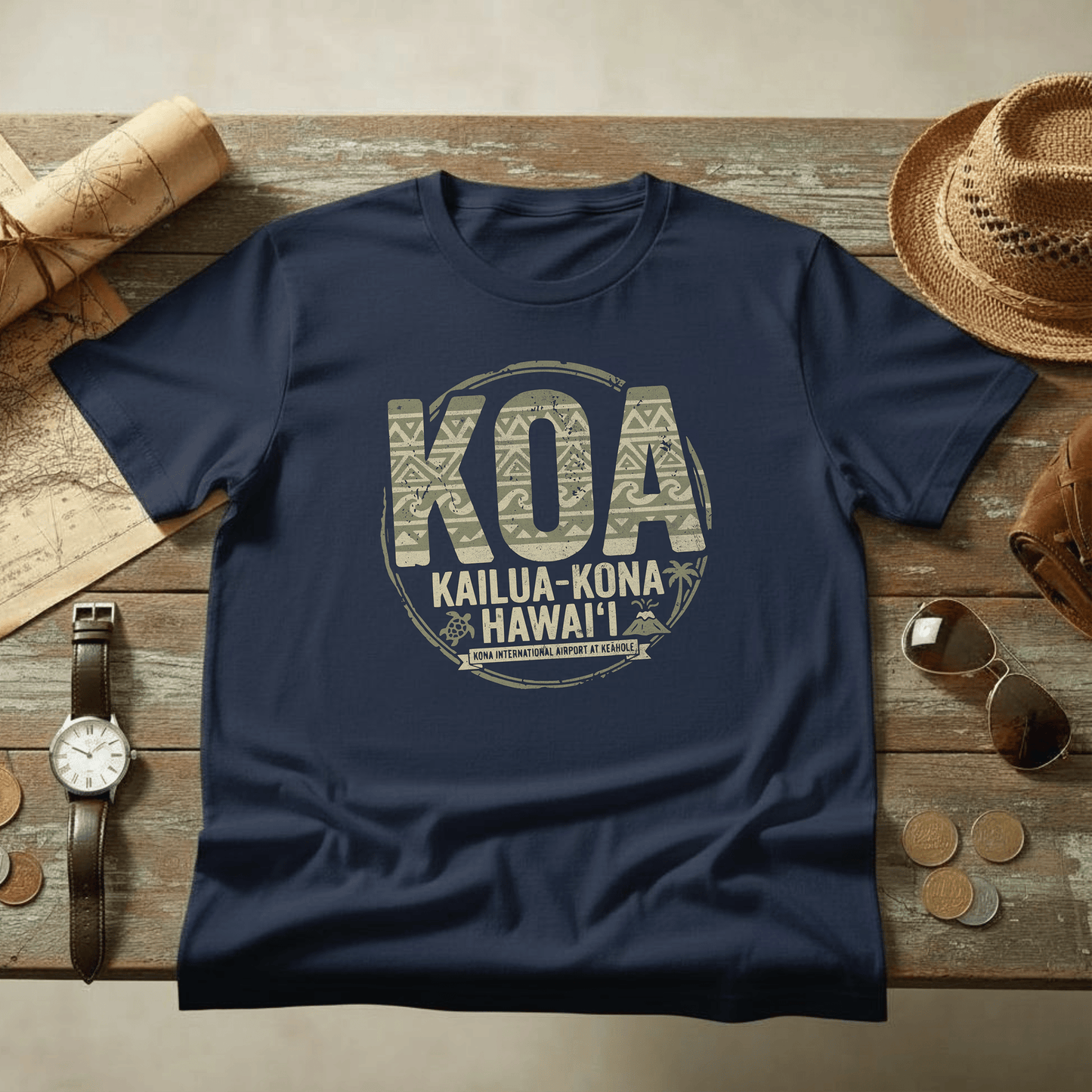 KOA, Kona, Hawaii Vintage Airport Code T-Shirt Navy / S