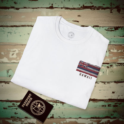 Koa Wood Aloha Hawaiian Flag, Back Print T-Shirt White / S
