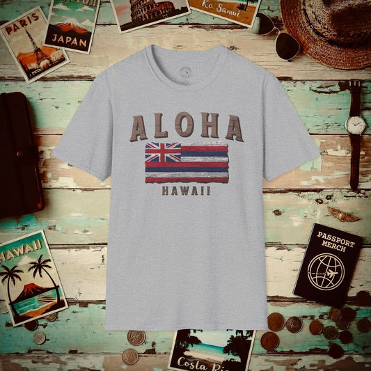 Koa Wood Aloha Hawaiian Flag T-Shirt Sport Grey / S