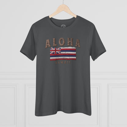 Koa Wood Aloha Hawaiian Flag, Womens Fit T-Shirt Asphalt / S