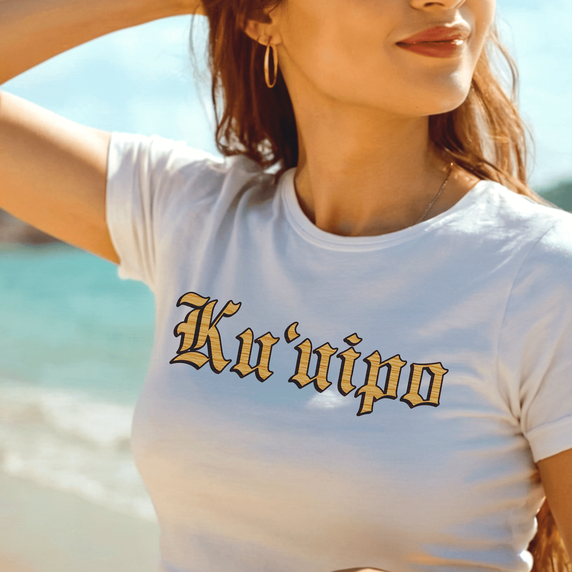 Koa Wood Ku'uipo (Hawaiian Jewelry Style), Womens Fit T-Shirt White / S