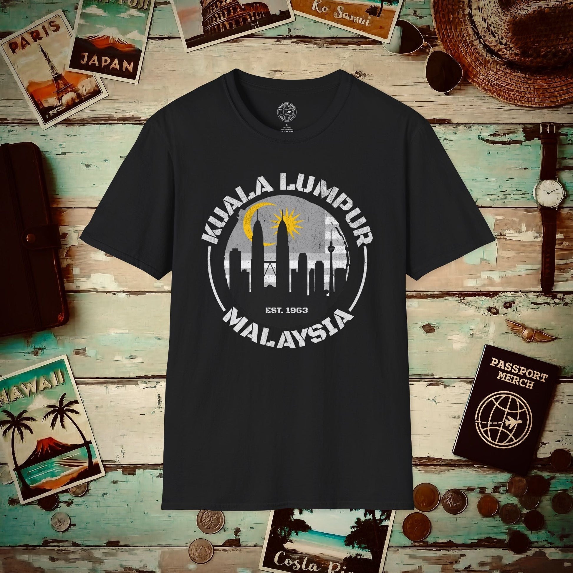 Kuala Lumpur Malaysia, Crescent and Star T-Shirt Black / S