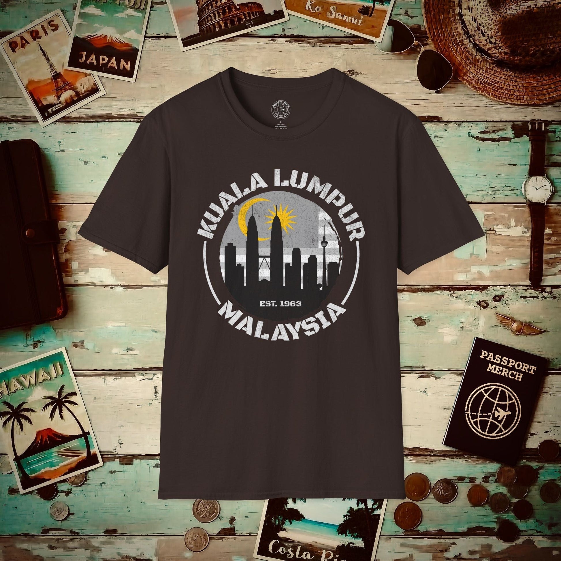 Kuala Lumpur Malaysia, Crescent and Star T-Shirt Dark Chocolate / S