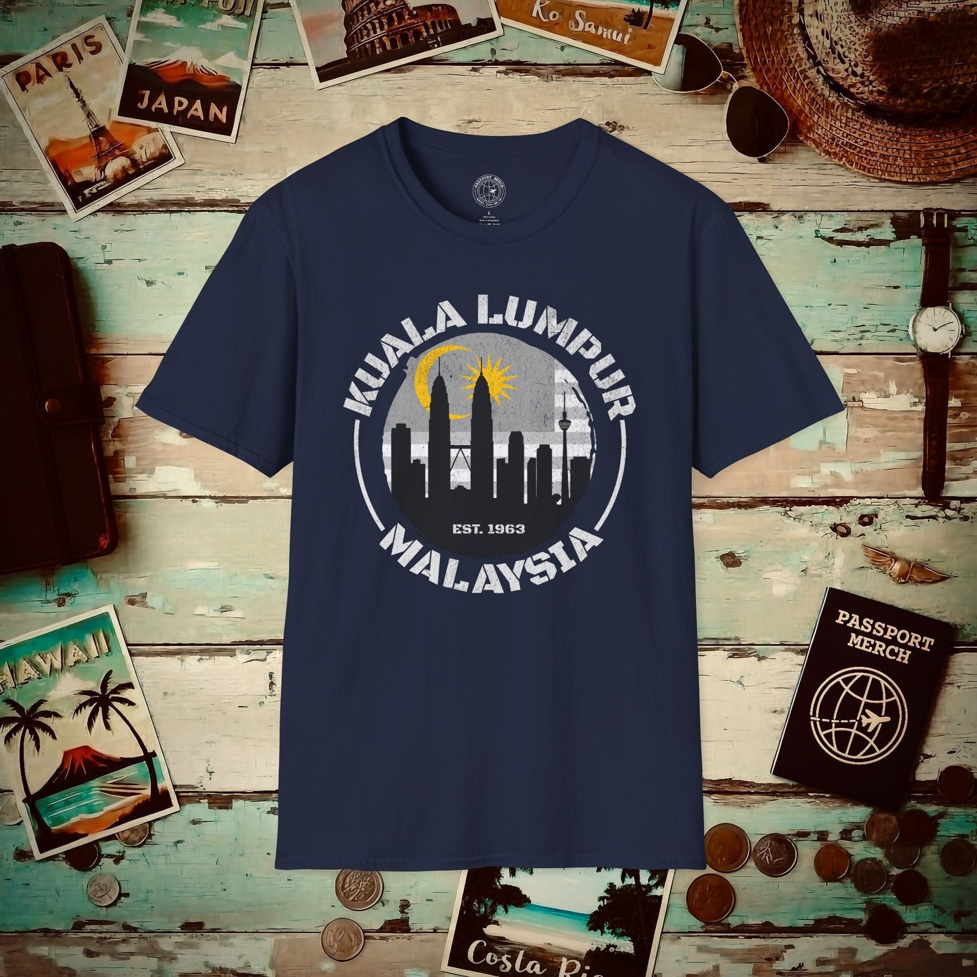 Kuala Lumpur Malaysia, Crescent and Star T-Shirt Navy / S