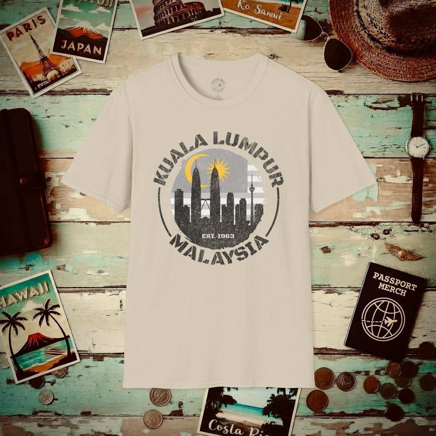 Kuala Lumpur Malaysia, Crescent and Star T-Shirt Sand / S