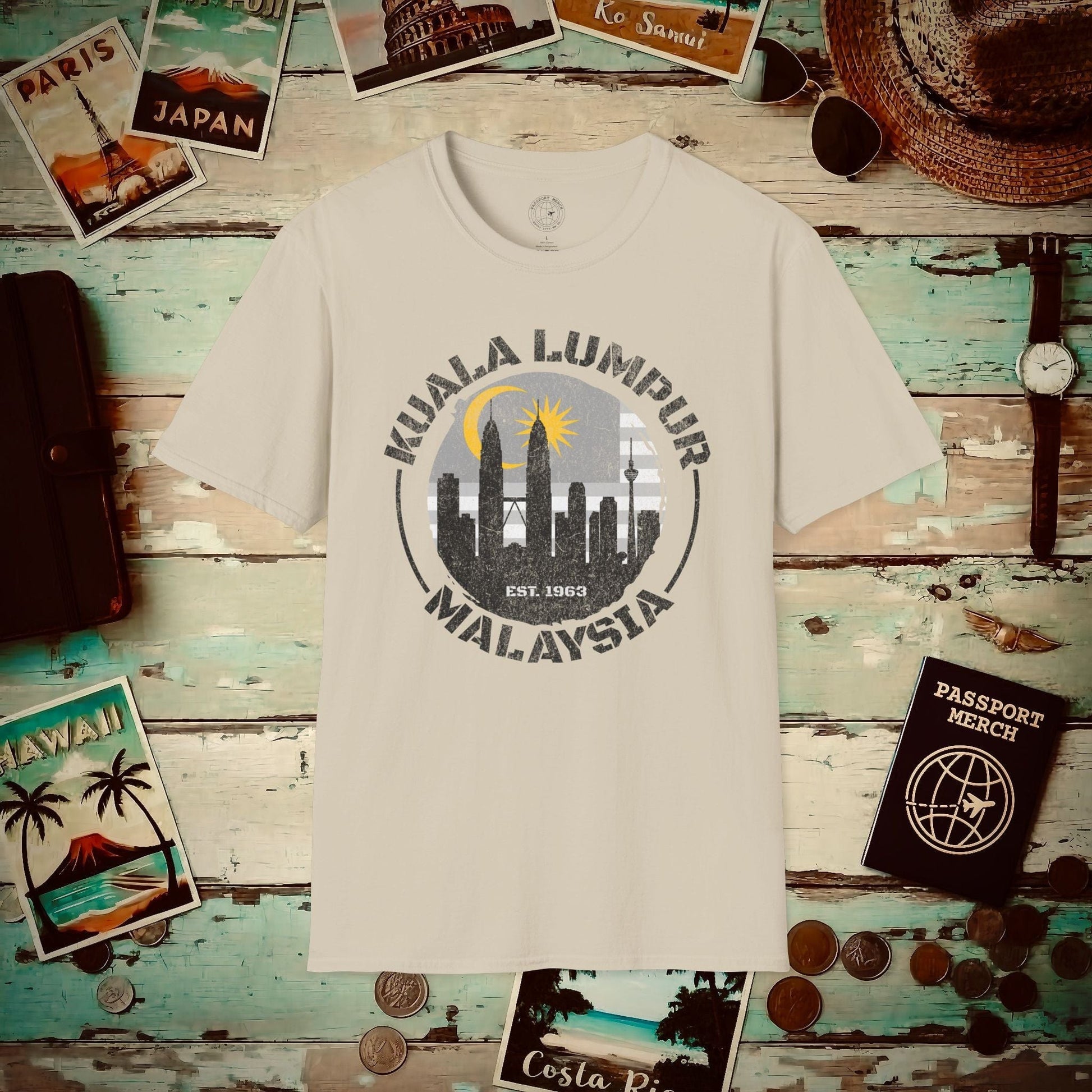 Kuala Lumpur Malaysia, Crescent and Star T-Shirt Sand / S