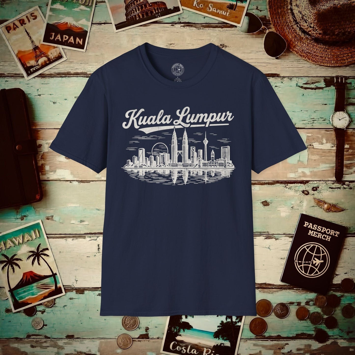 Kuala Lumpur Vintage Monochrome, Malaysia T-Shirt Navy / S