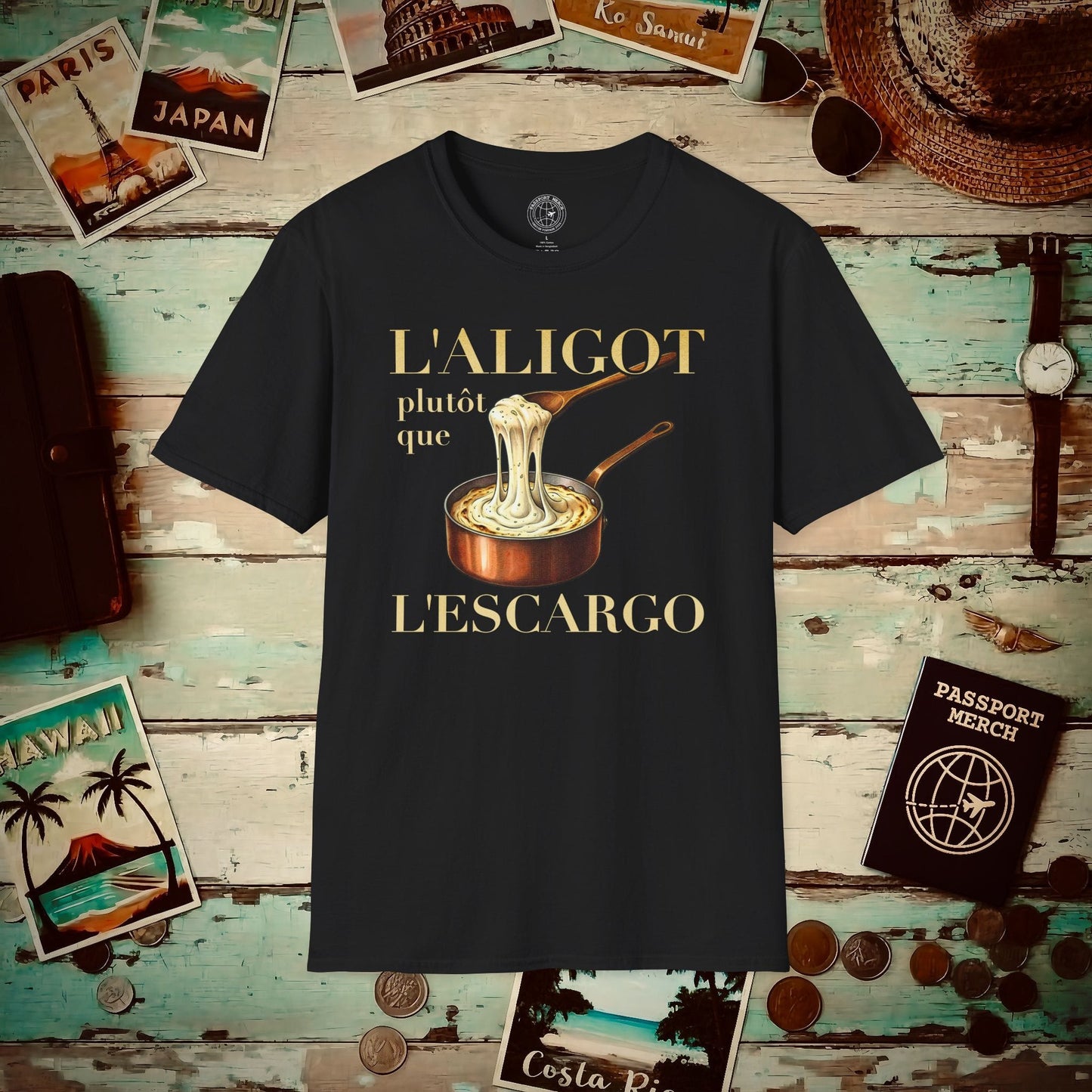 L'Aligot Rather Than Snails, France T-Shirt Black / S