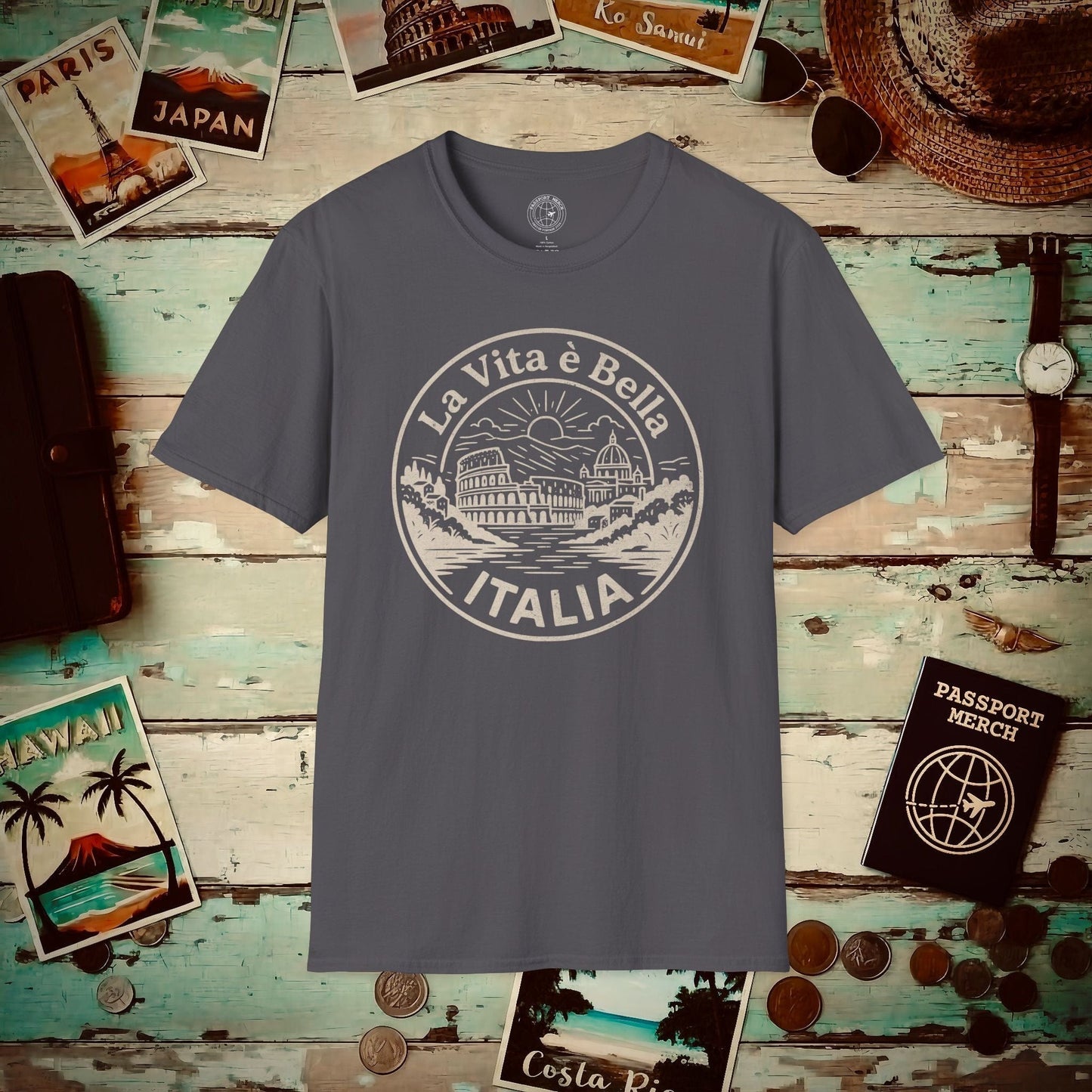 La Vita è Bella, Italy T-Shirt Charcoal / S