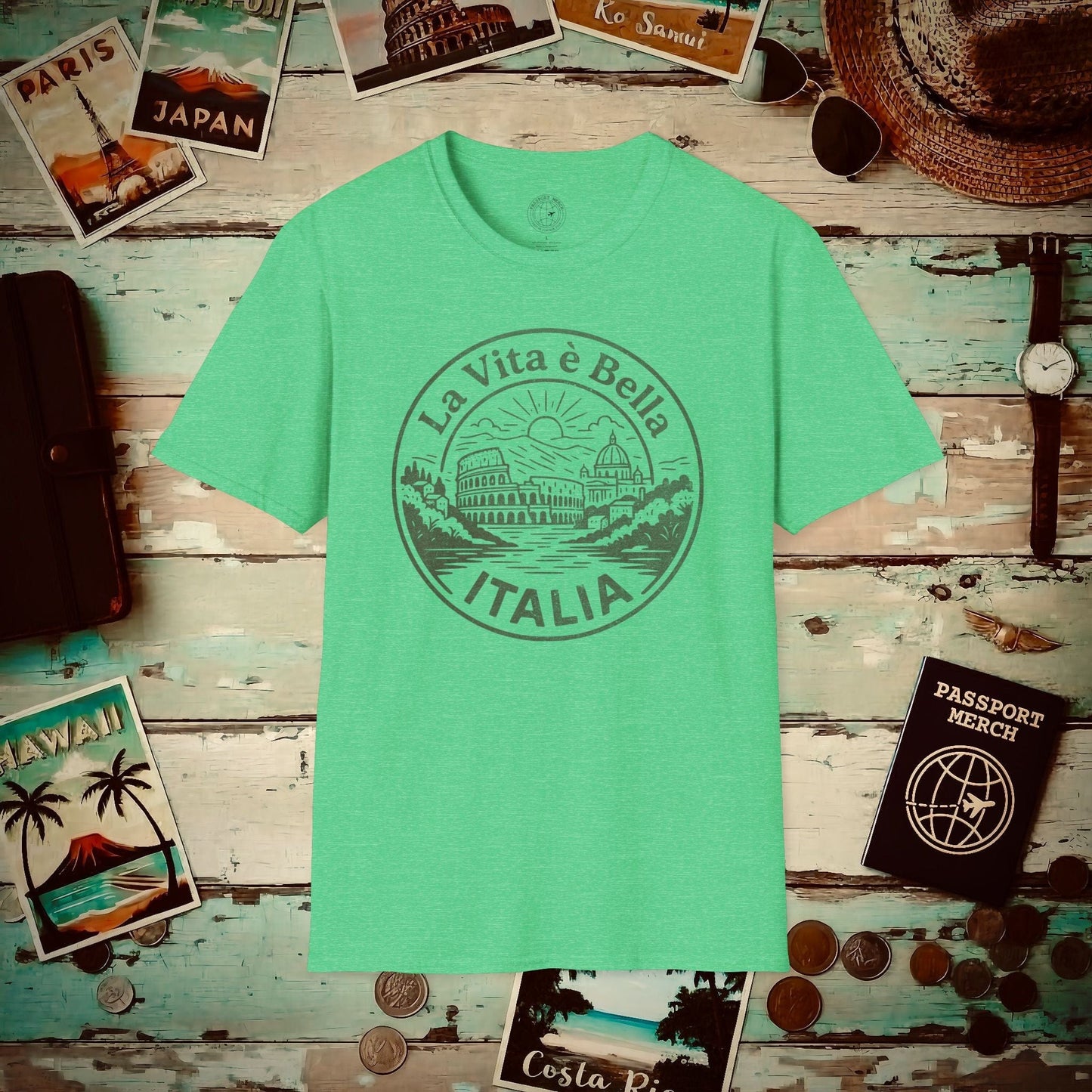 La Vita è Bella, Italy T-Shirt Heather Irish Green / S